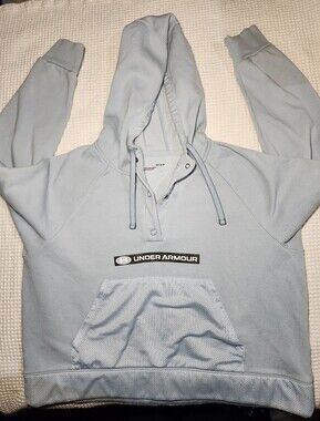 Under Armour Light Blue Pullover Hoodie Size L Flawed